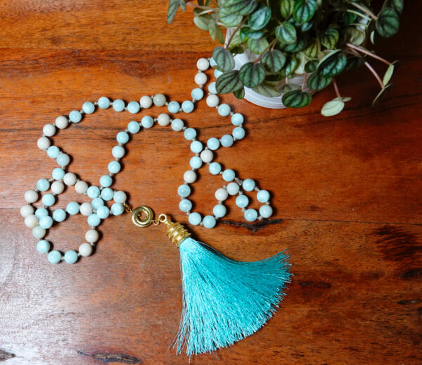 Long Hand-knotted Turquoise Tassel Necklace N11324F