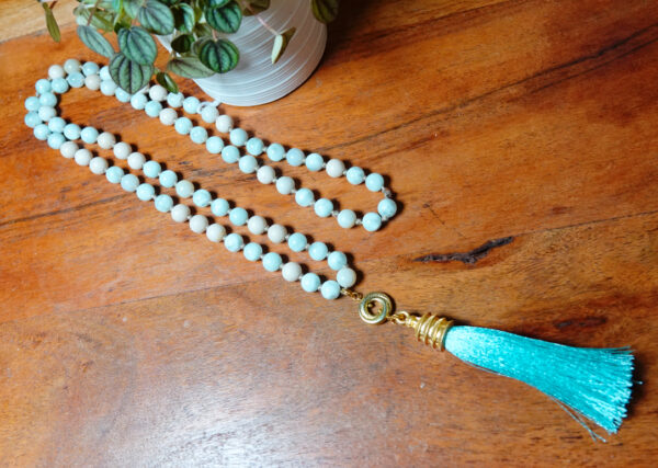 Long Hand-knotted Turquoise Tassel Necklace N11324F - Image 4