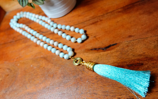 Long Hand-knotted Turquoise Tassel Necklace N11324F - Image 5