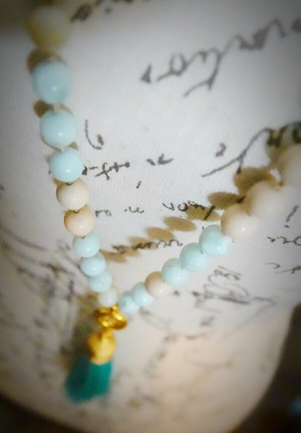 Long Hand-knotted Turquoise Tassel Necklace N11324F - Image 9