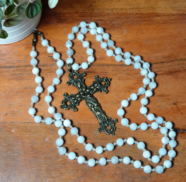 Hand-Knotted long Crucifix Necklace N10424F