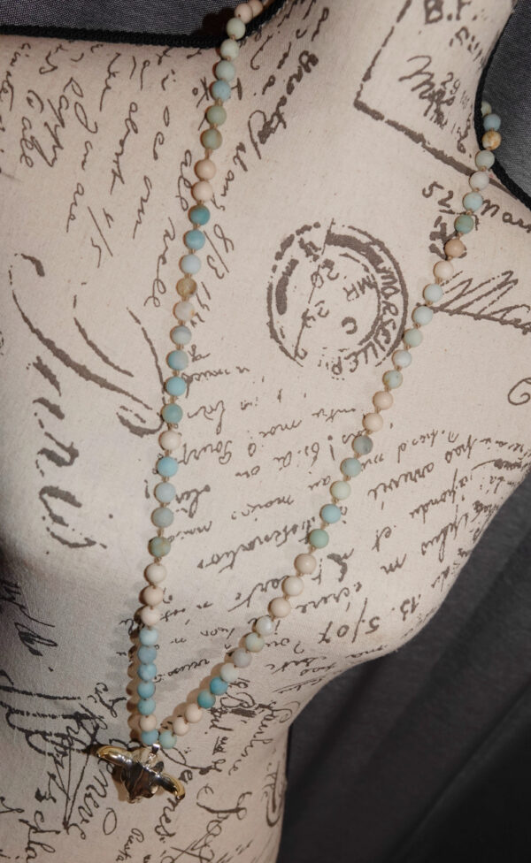 Hand-Knotted long necklace w/Cowskull Pendant N10724F - Image 10